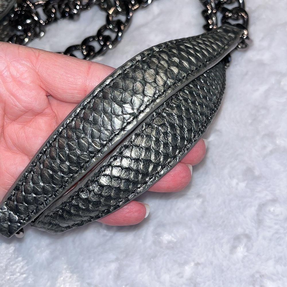 EUC Henri Bendel Gun Metal Silver Shoulder Bag with Metallic Accents - Picture 13 of 16